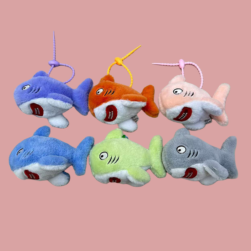 Plush toys, six-color sharks, Marine animal museum souvenirs, creative dolls, cartoon accessories, pendants, plush figurines, keychains, cloth dolls, cute decorations, gifts, claw machines, factory direct sales