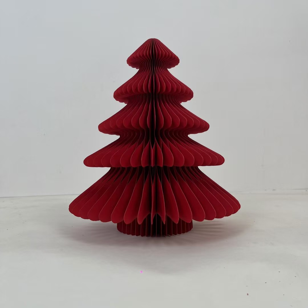 Folding honeycomb paper art Christmas tree 🎄 shopping mall display window festive atmosphere decoration details Picture