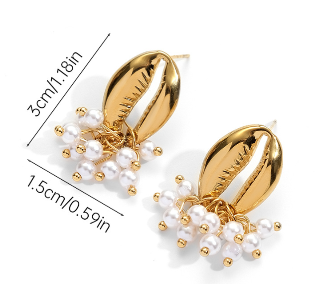 ins夏日度假风气质轻奢珍珠耳环新款设计感时尚沙滩钛钢耳坠耳饰