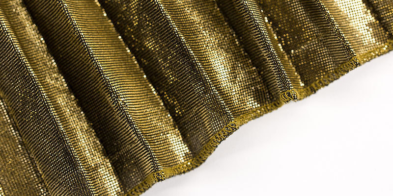 2025秋冬新款百褶半身裙长裙批发 欧美大码高腰大摆金色沙滩裙女   半身裙女装详情图7