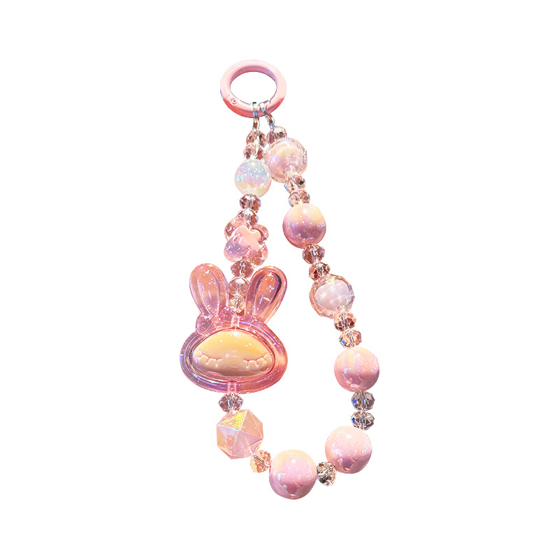 2025 New style acrylic luminous rabbit beaded keychain, mobile phone chain, accessory pendant, car key chain wholesale, mobile phone chain Specification image