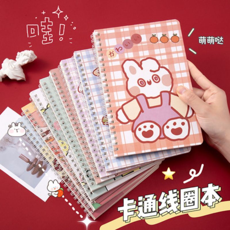 韩版A5线圈本加厚本子可爱笔记本学生卡通记事本横线课堂作业本子