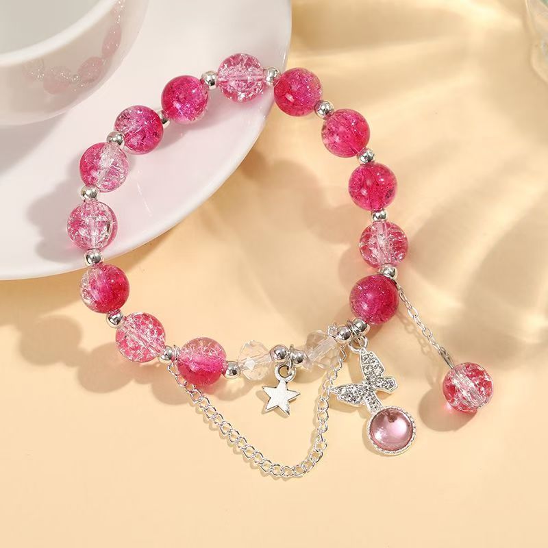 Butterfly glass crystal bracelet, cultural and creative jewelry, fashionable bracelet, simple and versatile gift for men and women Item Picture