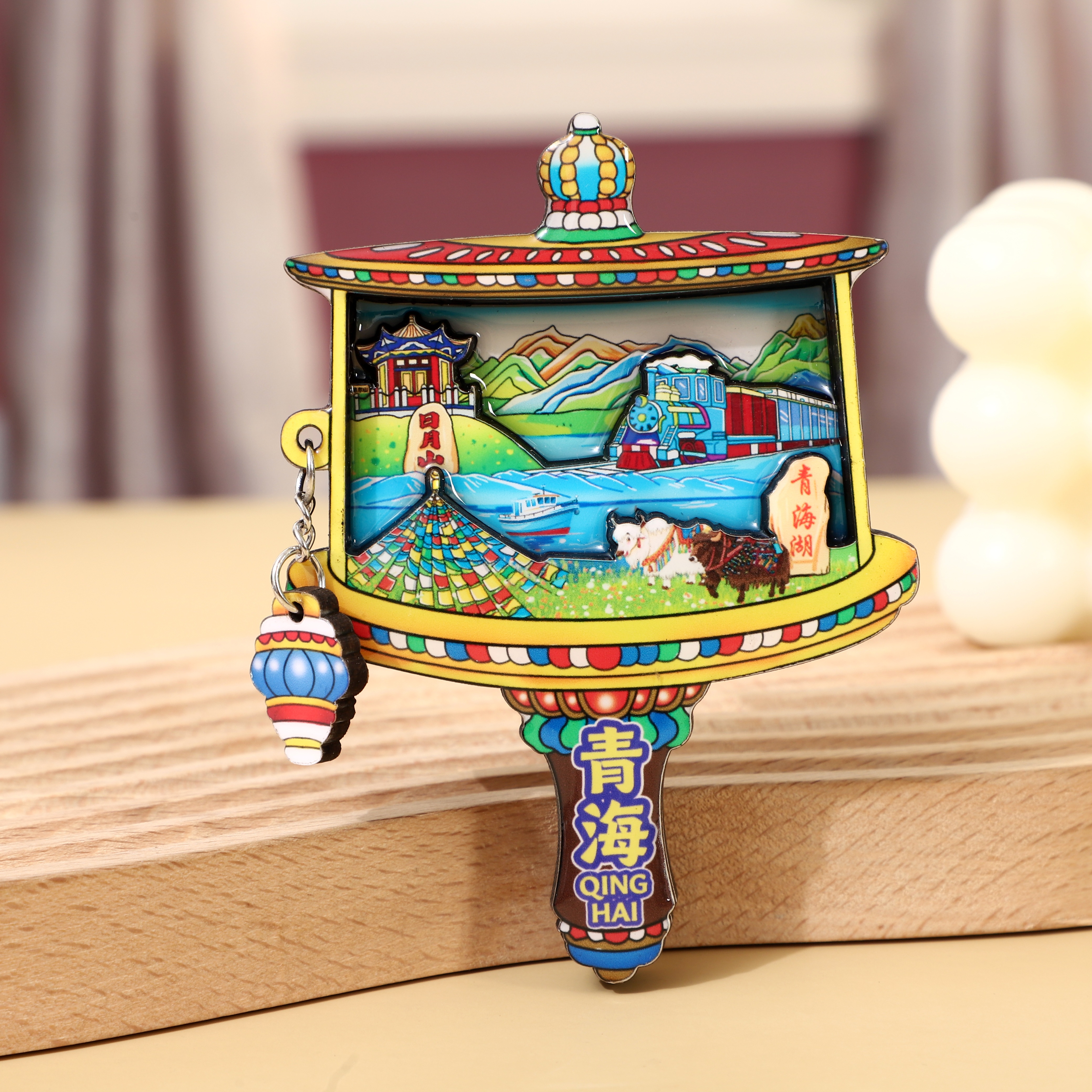 Ciudad refrigerador de madera pegamento personalizado wenchuang mapa qinghai tibet beidai río xishuangbanna recuerdos de viaje details Picture