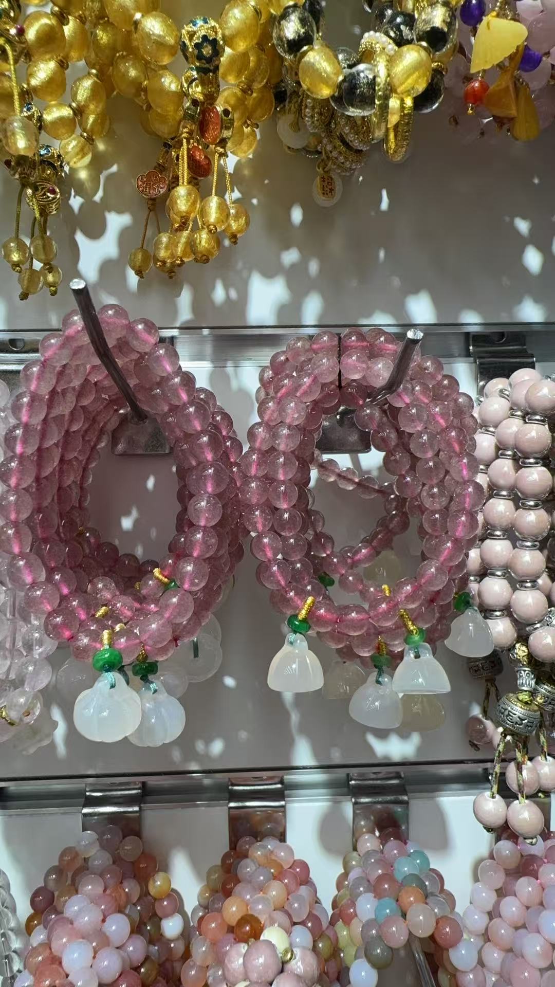 天然草莓晶手串吊坠莲蓬文玩手串