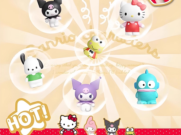 Jian Dong Cultural and Creative Sanrio Basic Rice Grain Figurine Blind Box, Hello Kitty Kuromi Pacha Dog Mini Figurine Small Ornaments, each box contains 12 pieces pic 4