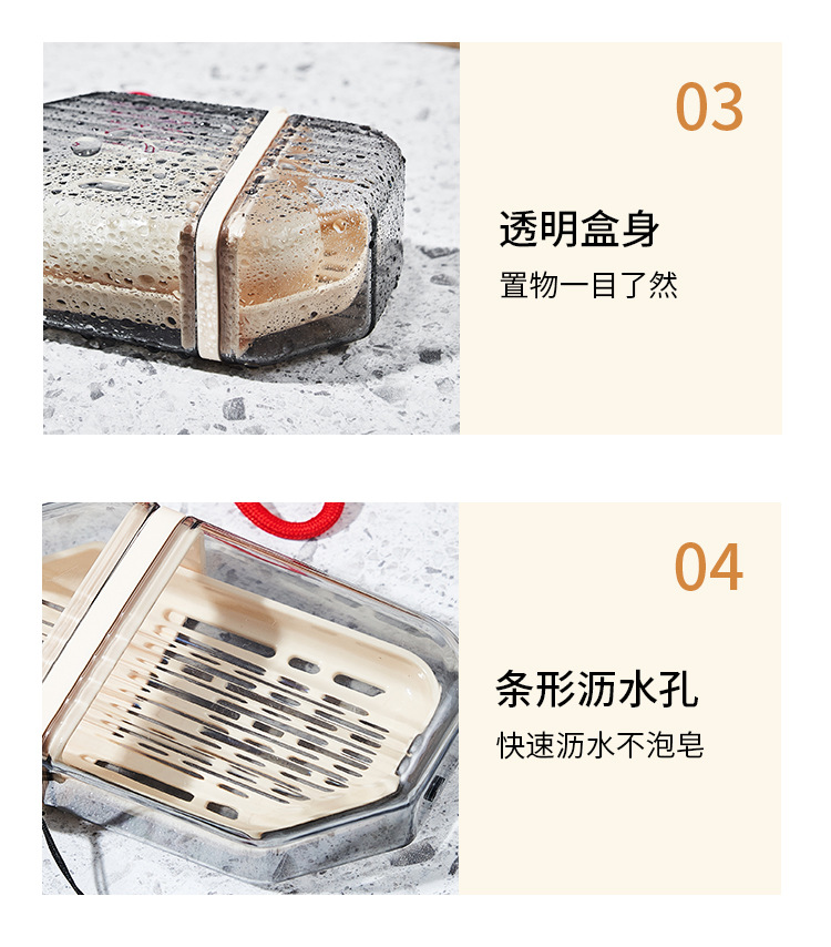 C64-540 Portable soap box, travel soap box, light transparent with lid, washroom storage box, student soap detail image 11