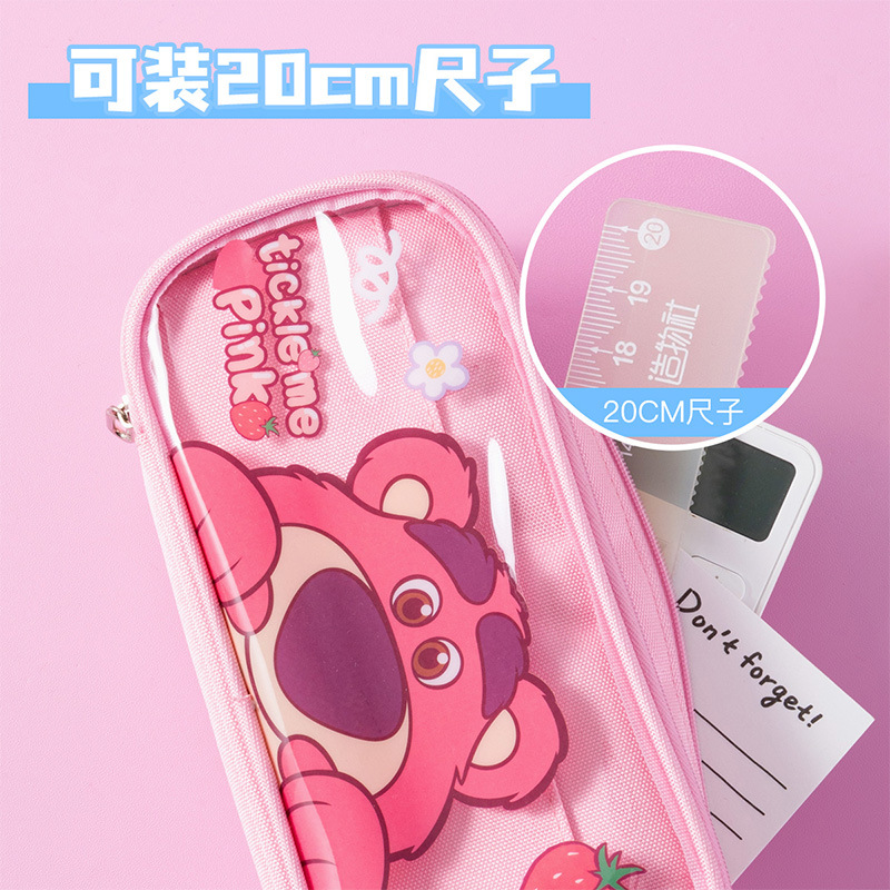 迪士尼卡通可爱双层笔袋小学生高颜值大容量耐脏透明文具袋收纳袋详情图5