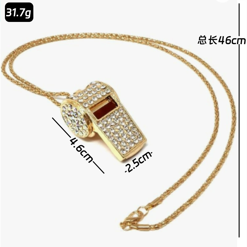 Exquisite water diamond double-layer whistle keychain, metal crystal whistle, car pendant keychain, small gift in stock, transparent clothes keychain, plush keychain, key, car keychain, keychain Specification image
