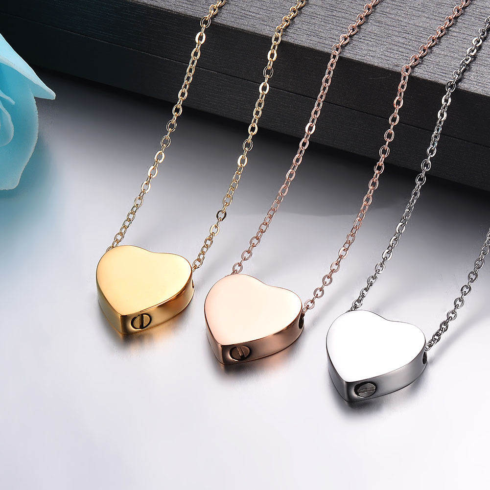 Cross-border best-selling stainless steel heart-shaped pendant, openable commemorative ash pendant perfume bottle necklace