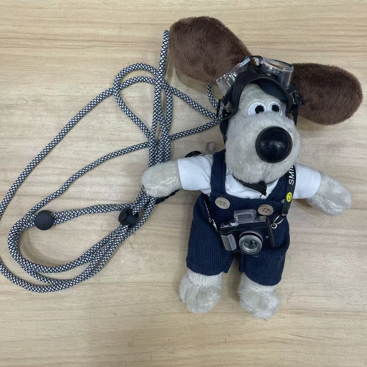 Cute Boss Dog mobile phone back clip lanyard crossbody puppy doll cartoon chain crossbody plush doll pendant 2025 new style detail image 3