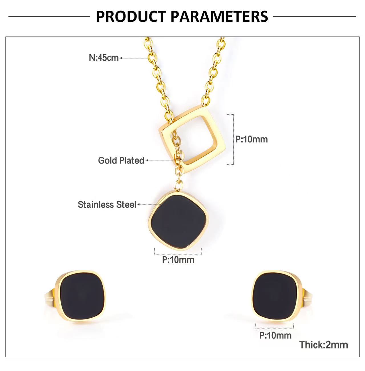 梦之涵饰品时尚爆款网络欧美出口铜镶镐 精美时尚真金耳环耳饰项链饰品套装细节图