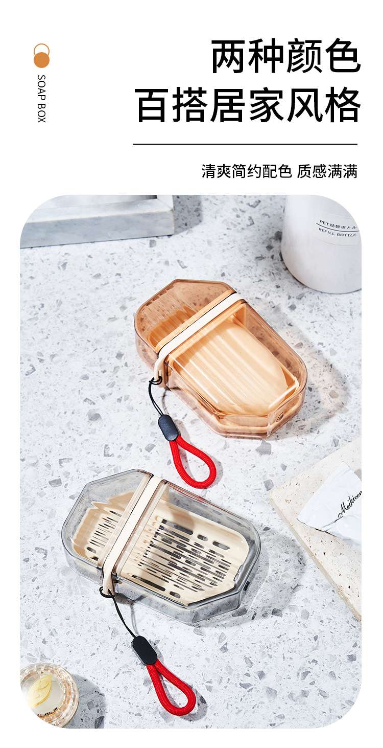 C64-540 Portable soap box, travel soap box, light transparent with lid, washroom storage box, student soap detail image 3