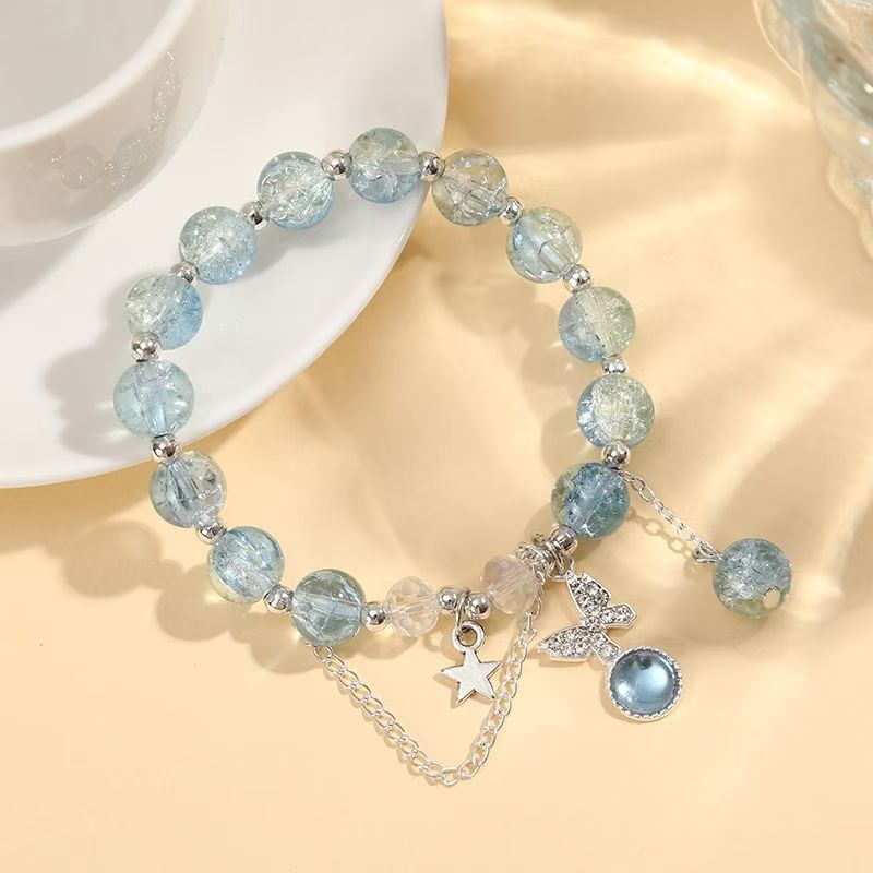 Butterfly glass crystal bracelet, cultural and creative jewelry, fashionable bracelet, simple and versatile gift for men and women Application Scenario