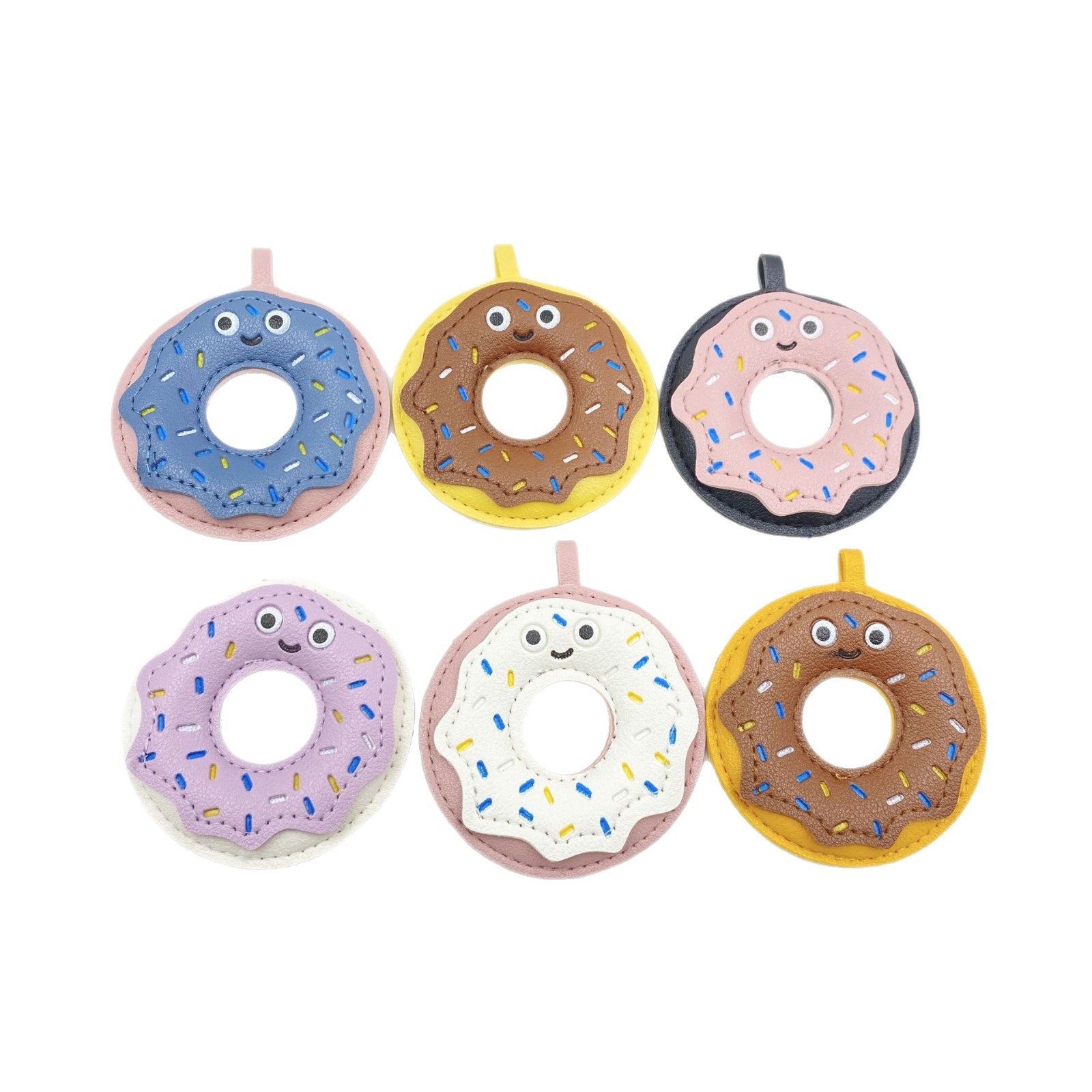 创意手工皮革甜甜圈吊坠挂件 diy潮玩手机链包挂钥匙扣挂件材料 钥匙扣配件