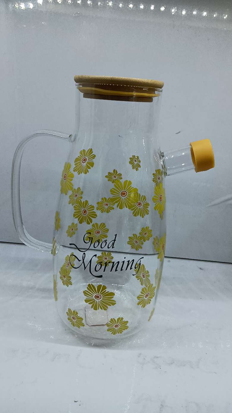 高硼硅玻璃油壶粉花黄花油壶玻璃油壶居家日用品厨房用品详情图7