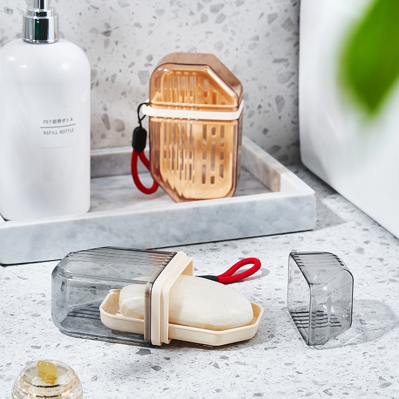C64-540 Portable soap box, travel soap box, light transparent with lid, washroom storage box, student soap details Picture