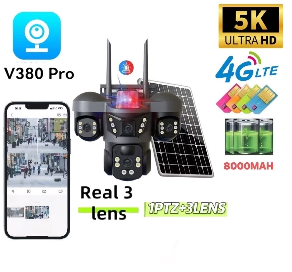4G高清枪球联动太阳能摄像机低功耗360全景双镜头WIFI监控省电图