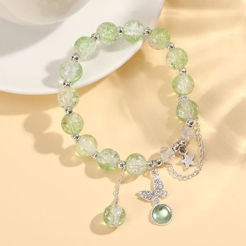 Butterfly glass crystal bracelet, cultural and creative jewelry, fashionable bracelet, simple and versatile gift for men and women