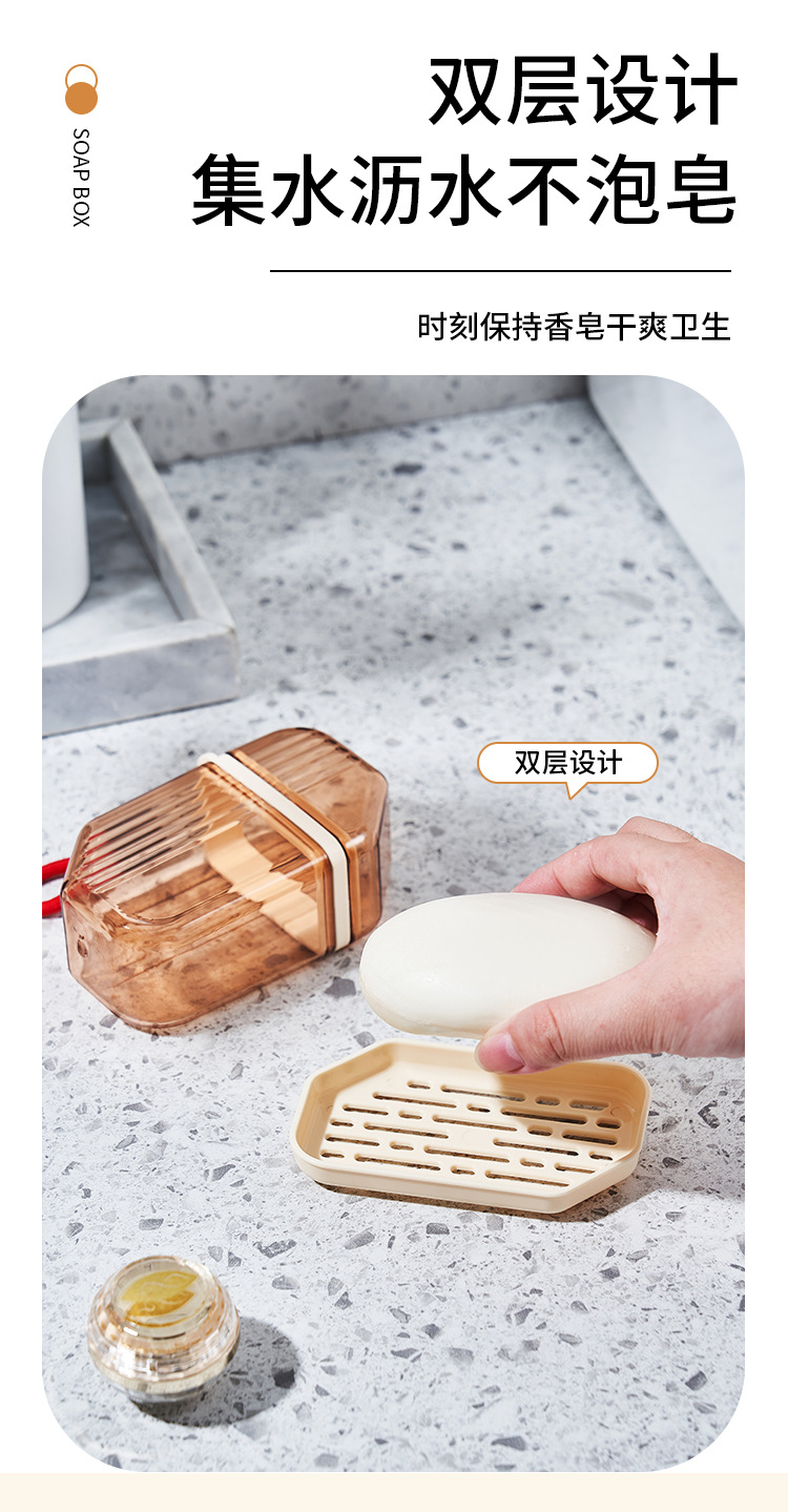 C64-540 Portable soap box, travel soap box, light transparent with lid, washroom storage box, student soap detail image 4