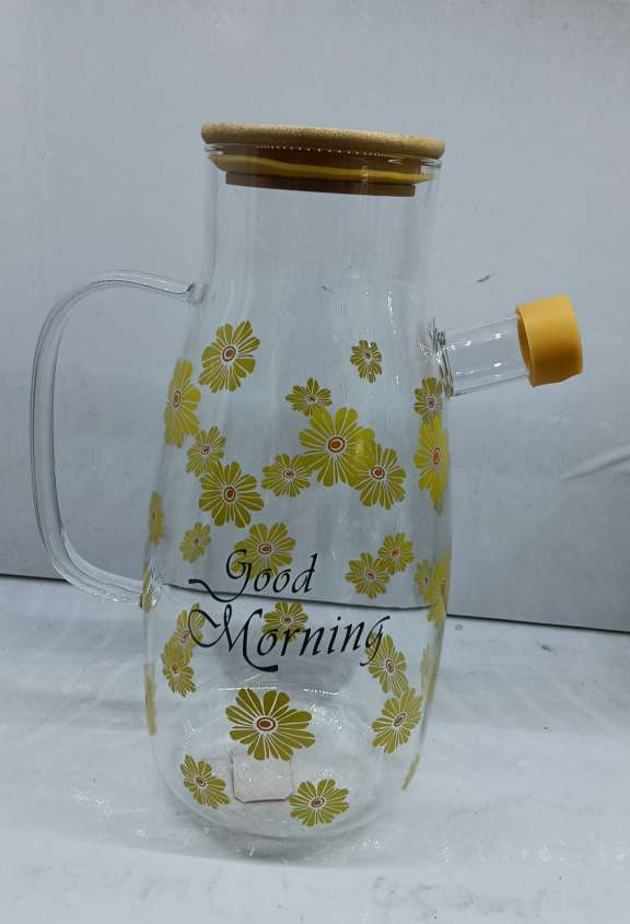 高硼硅玻璃油壶粉花黄花油壶玻璃油壶居家日用品厨房用品详情图1