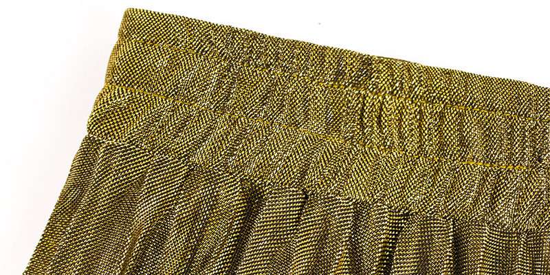 2025秋冬新款百褶半身裙长裙批发 欧美大码高腰大摆金色沙滩裙女   半身裙女装详情图6