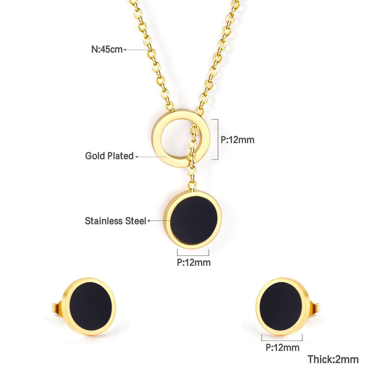 梦之涵饰品时尚爆款网络欧美出口铜镶镐 精美时尚真金耳环耳饰项链饰品套装耳环耳饰产品图