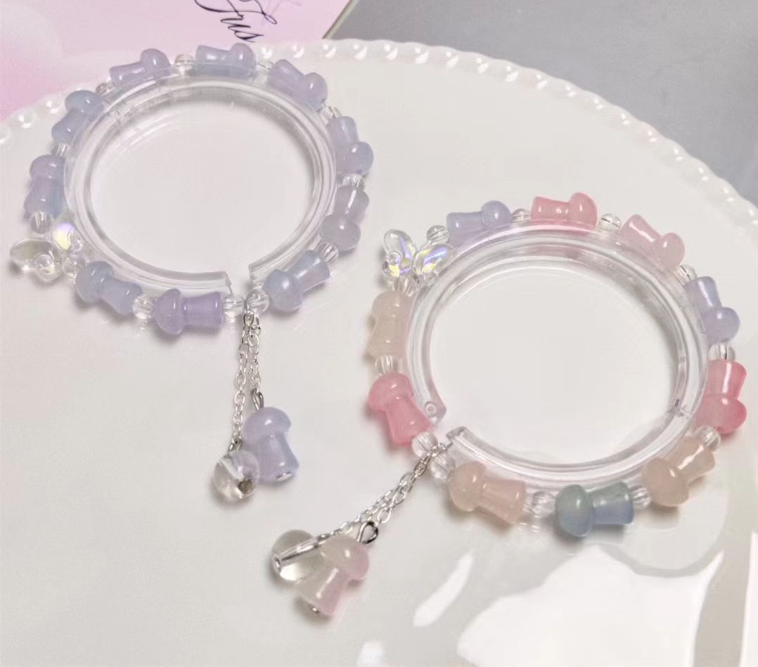  时尚饰品手饰蘑菇国风 精美手串礼物水晶手链女士手链礼物礼品琉璃手串水晶手串手串