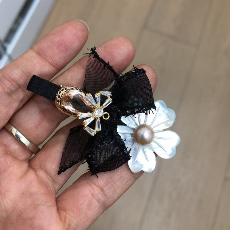 天然贝壳珍珠发夹发夹蝴蝶结