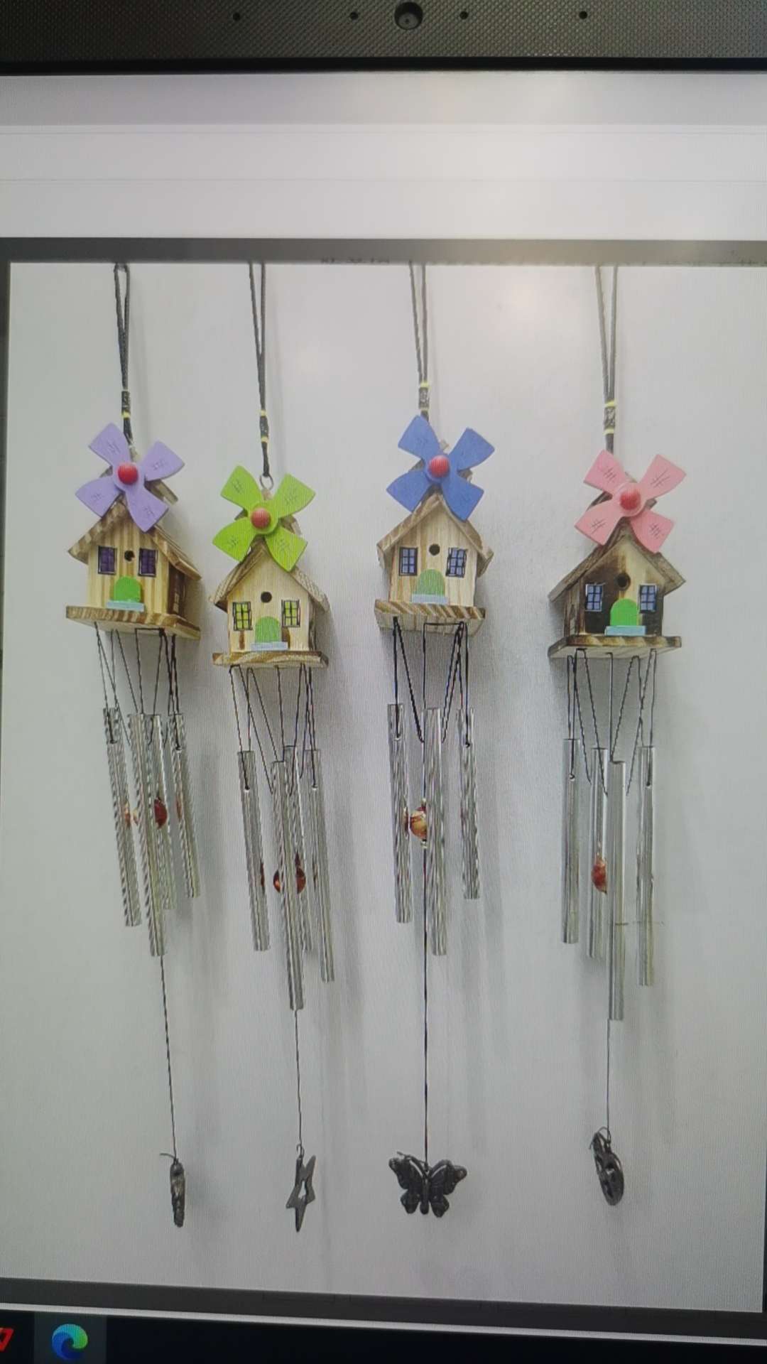 Rural life wooden wind chime log cabin pendant