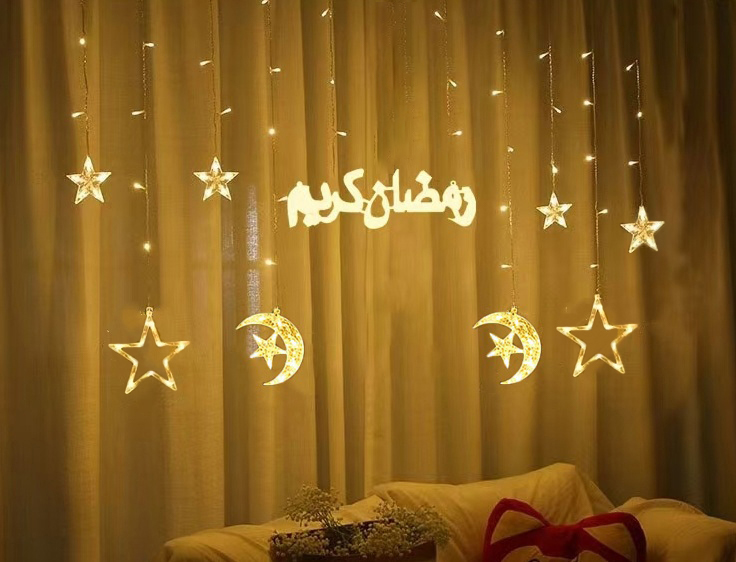 Christmas light strings, round balls, outdoor LED lighting fixtures, festival decoration, outdoor LED light strings, Christmas light strings, Ramadan style, eid al-fitr, Arab countries LED curtain lights, stars ⭐⭐⭐⭐⭐⭐ ⭐ detail image 5