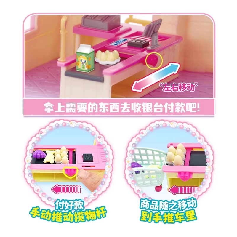 Authentic Marvel and Rui Magic Sweetheart, Mengke Supermarket, Simulated House, Dessert House, Cute Girl, Little House, Double-decker supermarket, toy wholesale 604403 Specification image