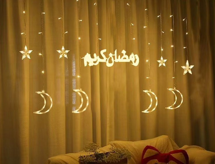 Christmas light strings, round balls, outdoor LED lighting fixtures, festival decoration, outdoor LED light strings, Christmas light strings, Ramadan style, eid al-fitr, Arab countries LED curtain lights, stars ⭐⭐⭐⭐⭐⭐ ⭐ details Picture