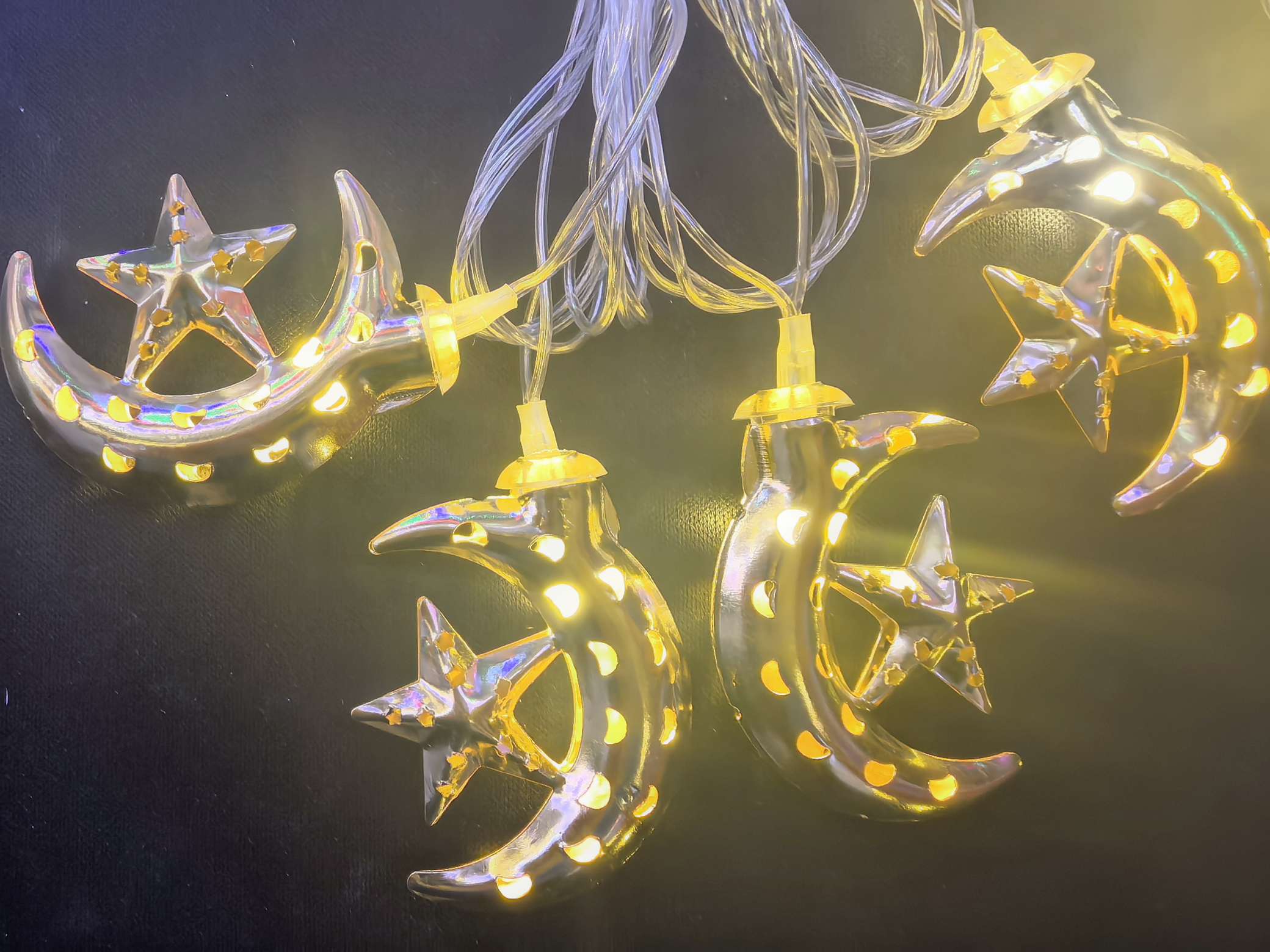 Christmas light string lights, round balls, outdoor LED lighting fixtures, festival decoration, outdoor LED light strings, Christmas light string light strips, Ramadan style, eid al-Fitr battery lights, ironwork, oil lamps from Arab countries, stars, ⭐⭐⭐⭐⭐⭐ Application Scenario