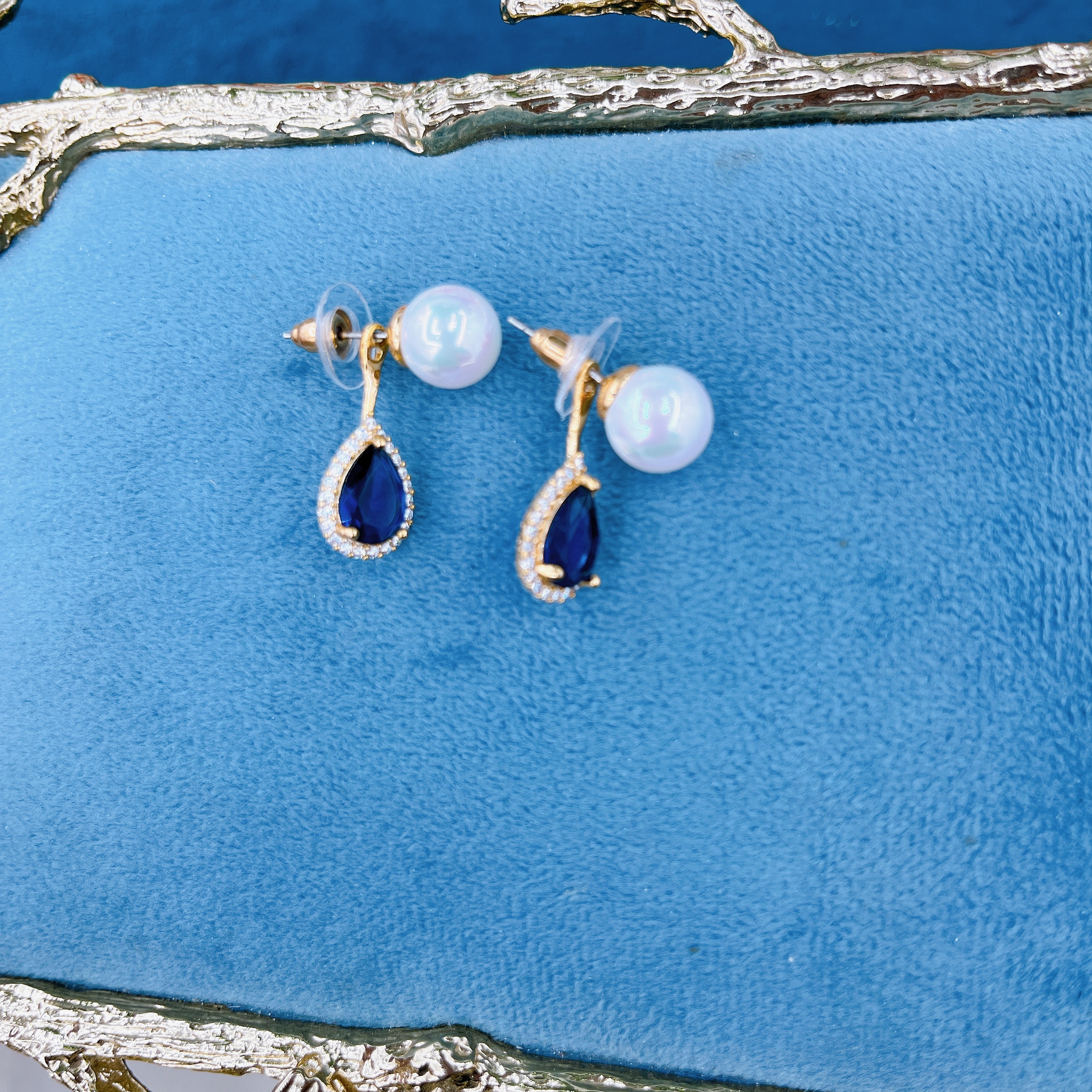 饰品/耳饰/珍珠耳环/耳环/烧焊锆石耳环产品图