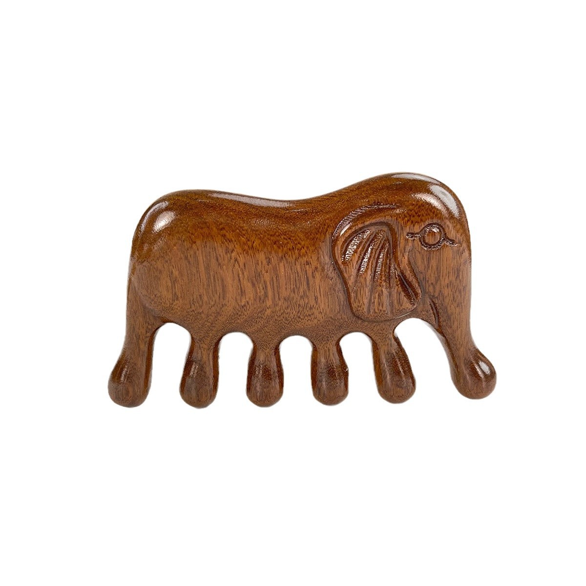 金丝檀木五齿按摩梳头部经络梳养发护发青蛙鼻刮大齿梳子刮痧梳经络梳细节图