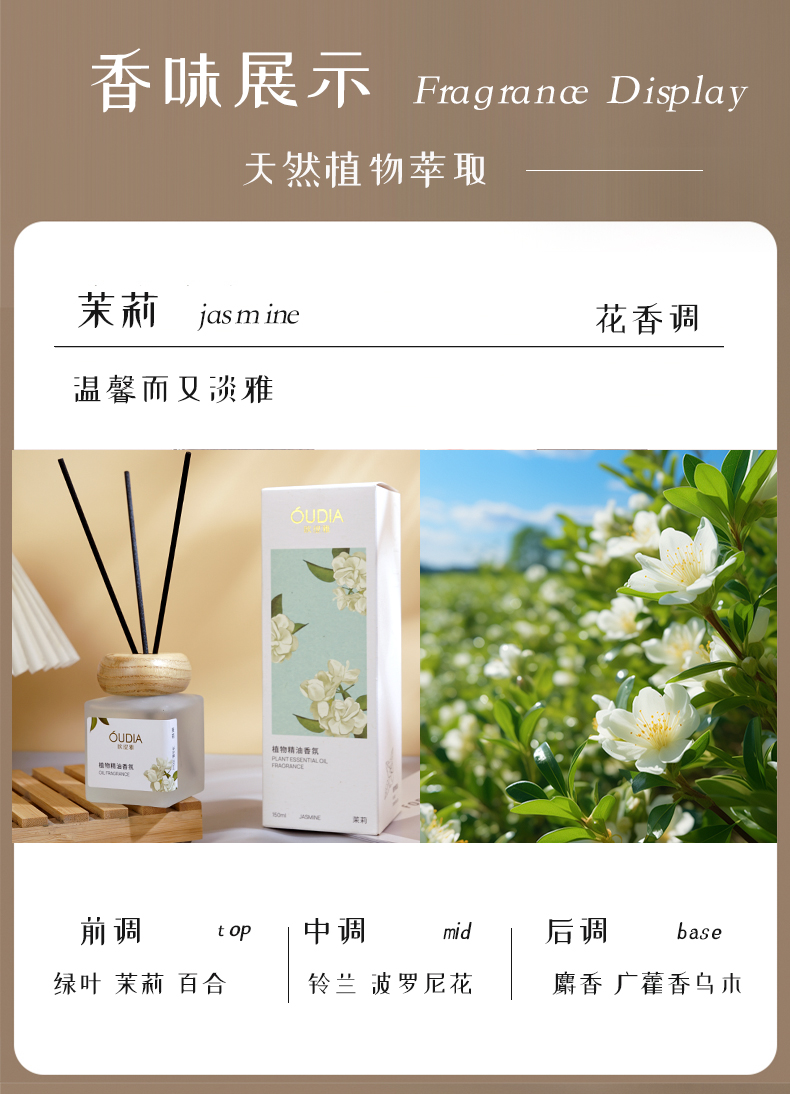 欧缇雅150ml植物精油香薰家用室内持久留香无火车载香氛新款详情14