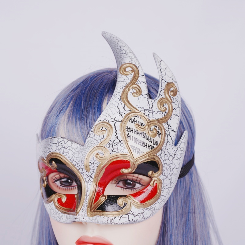 塑料面具公主高档半脸面具蓝色面罩万圣节面具详情7