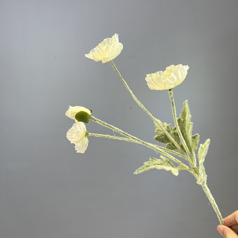 Factory store artificial flowers: 4 poppies, velvet flowers, home soft furnishings, wedding flower art, artificial flowers, fish beauty vase flowers Application Scenario