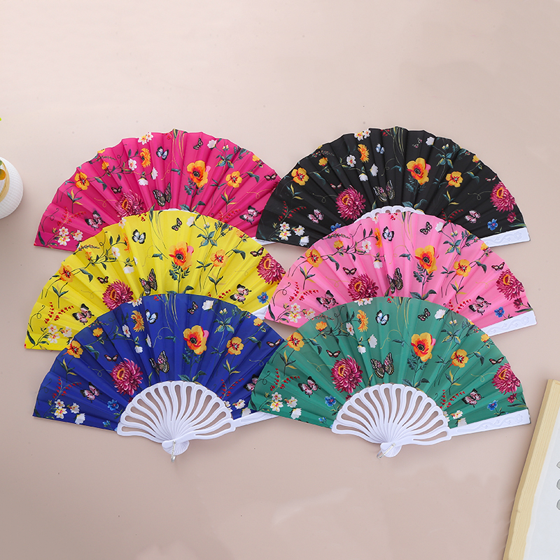 绸布平板扇折叠空白绸缎无花边折扇可印广告舞蹈婚礼扇厂家批发