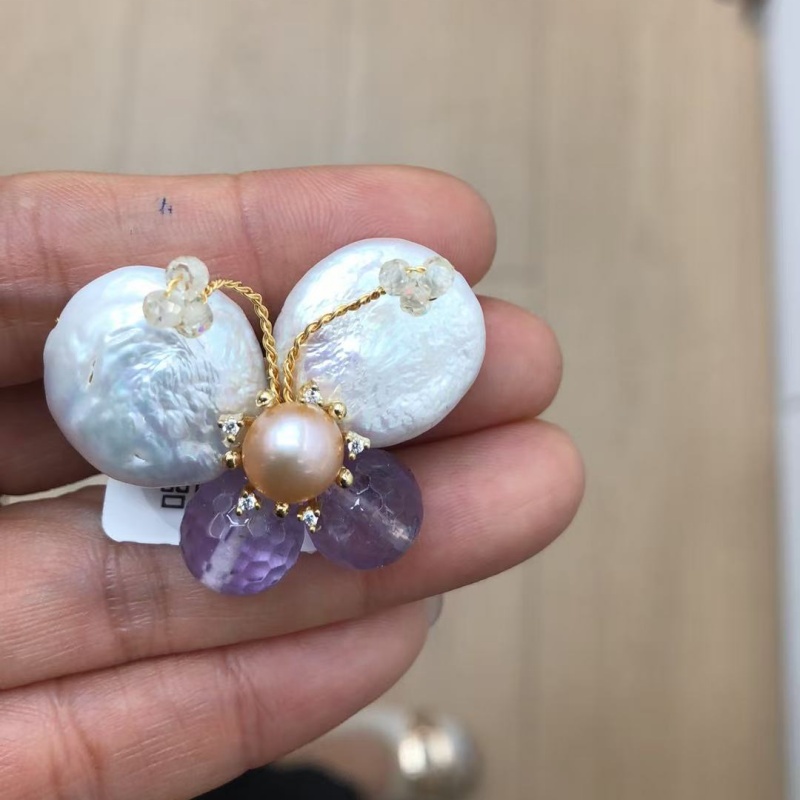 天然珍珠紫水晶胸针小香风胸针胸针