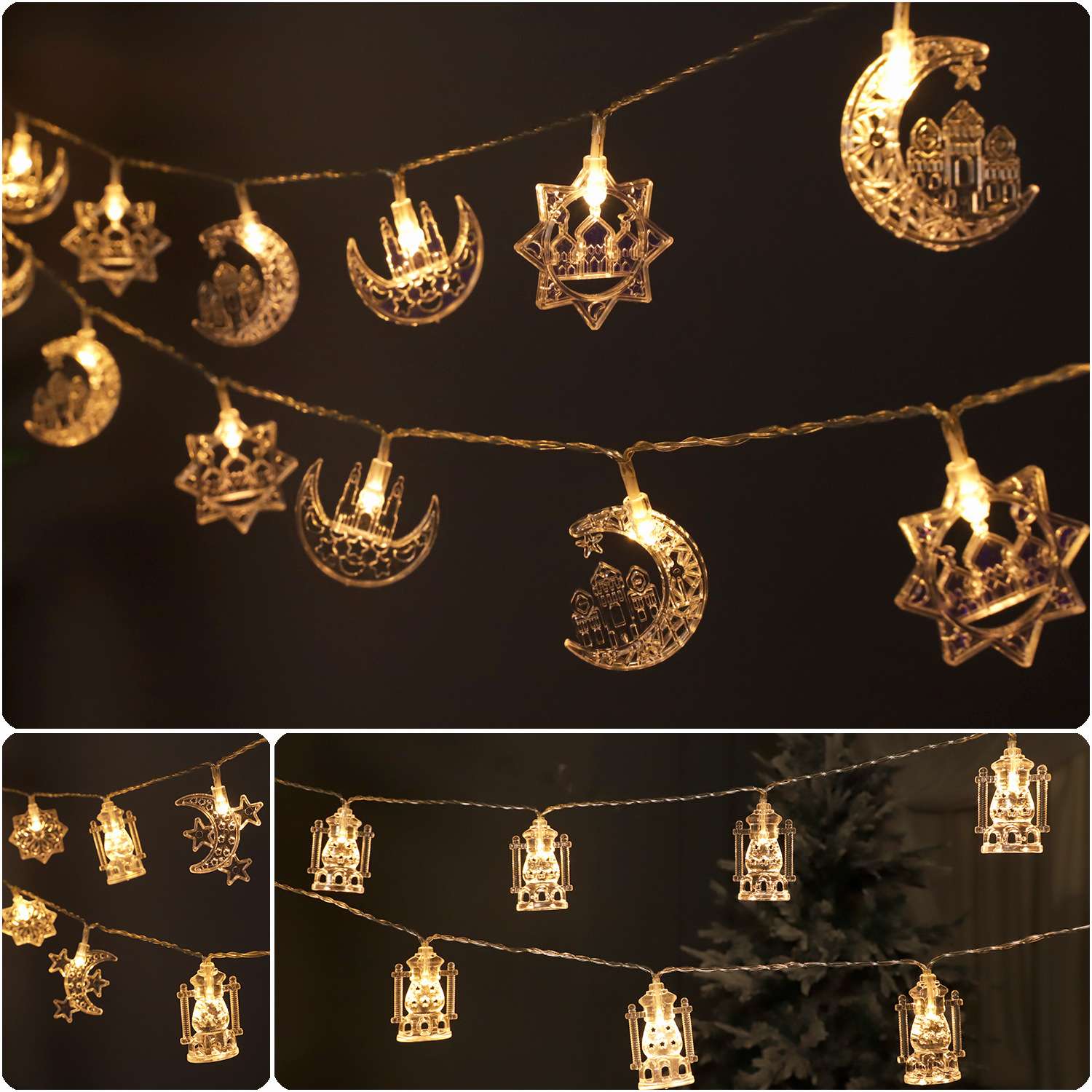 Christmas string lights, round balls, outdoor LED string lights, lighting decoration, festival color lights, Christmas special, Ramadan style, Eid al-Fitr, Ramadan string lights in Arab countries, moon holding star moon 🌙🌙🌙🌙🌙 detail image 4