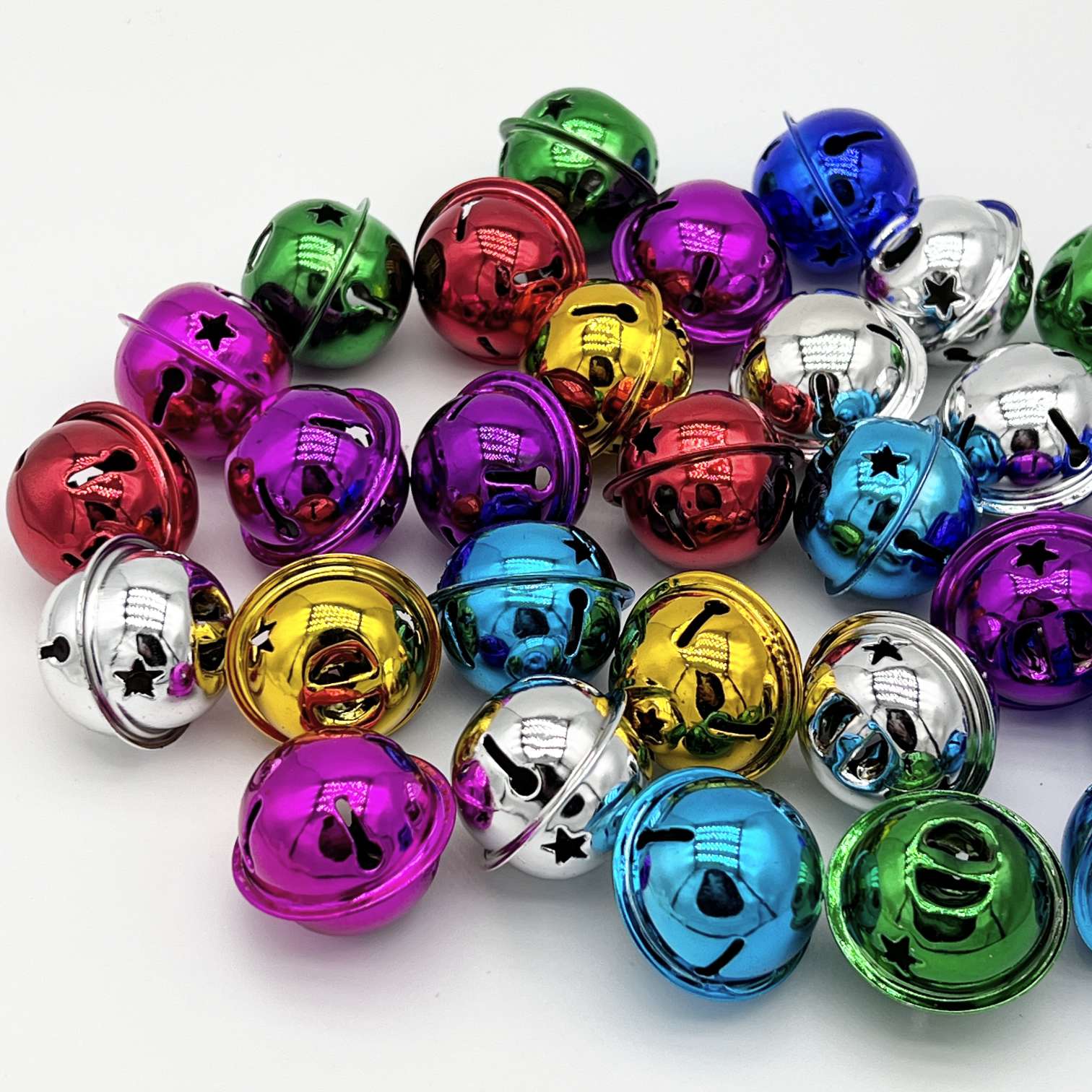 2.4cm彩色五星铃铛圣诞装饰挂饰diy铃铛配件