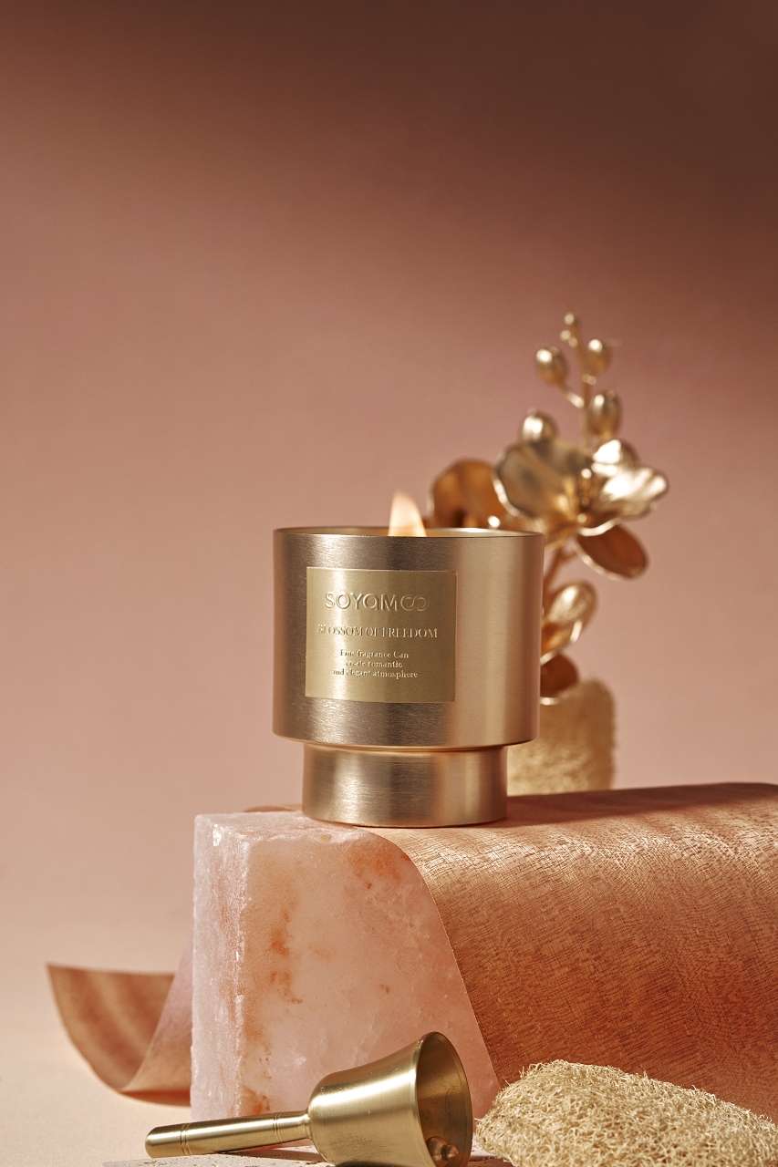 SOYAMOO轻奢金属杯香薰蜡烛，高档香氛摆件饰品香薰细节图