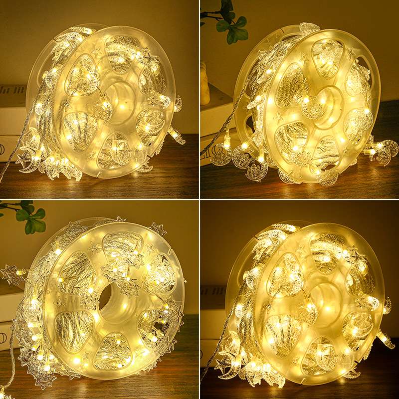 Christmas string lights, round balls, outdoor LED string lights, festival decoration, outdoor lighting, Christmas string lights, string lights, Ramadan style, Eid al-fitr in Arab countries, stars ⭐ moon 🌙🌙🌙🌙🌙 Item Picture