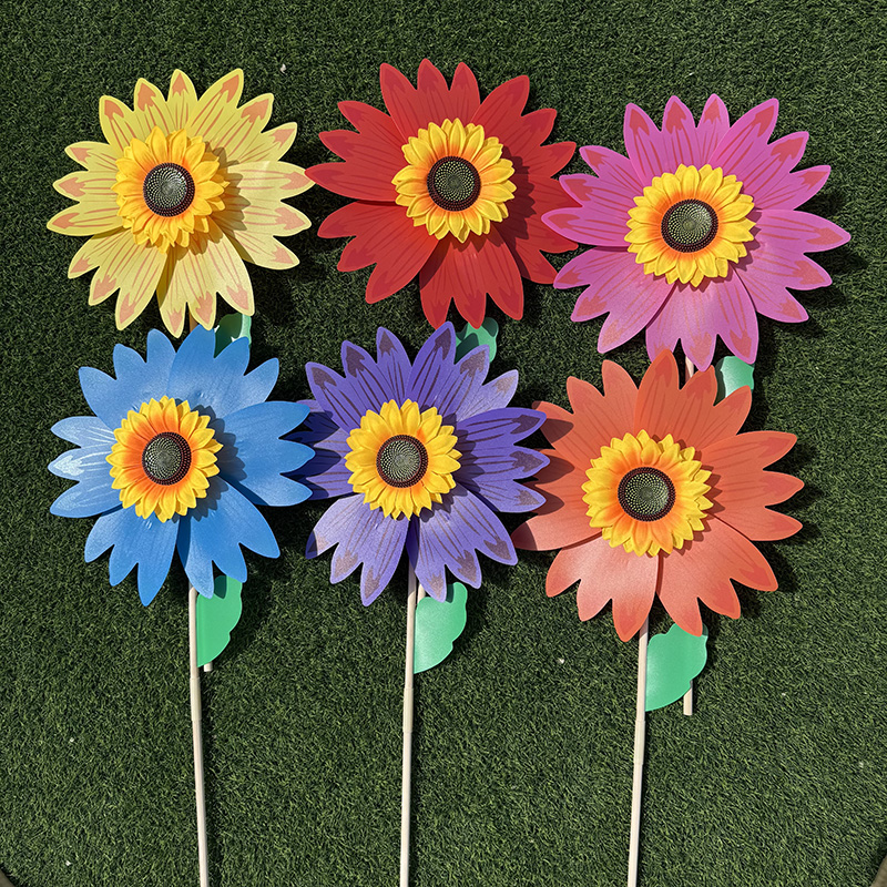七彩向日葵风车儿童玩具户外手持风车公园庭院装饰活动庆典用品佳品幼儿园活动赠品