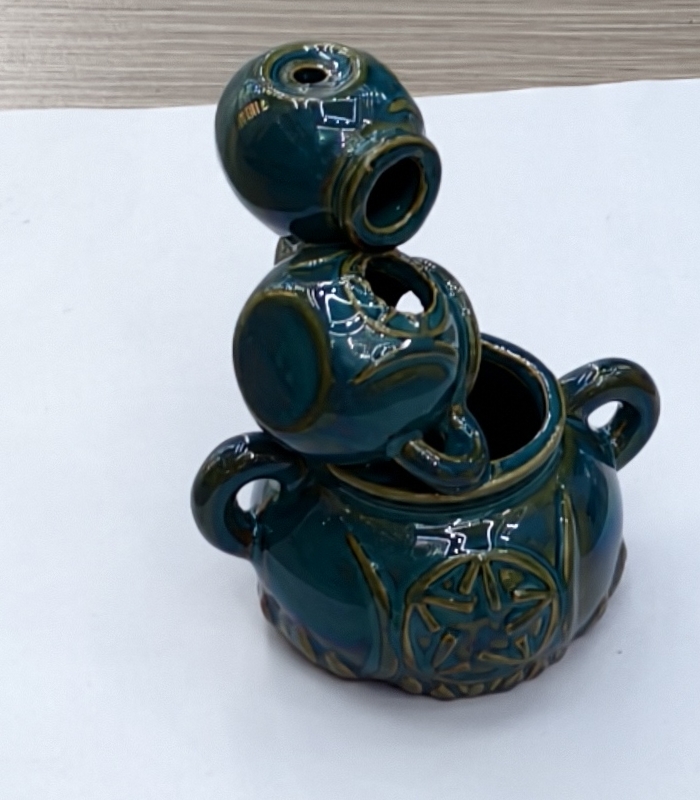 一件蓝绿色圆形10公分三层酒壶陶瓷工艺品礼品家居用品倒流香香炉，工艺品香炉树脂插电回流熏香香薰炉礼品家居装饰详情图9