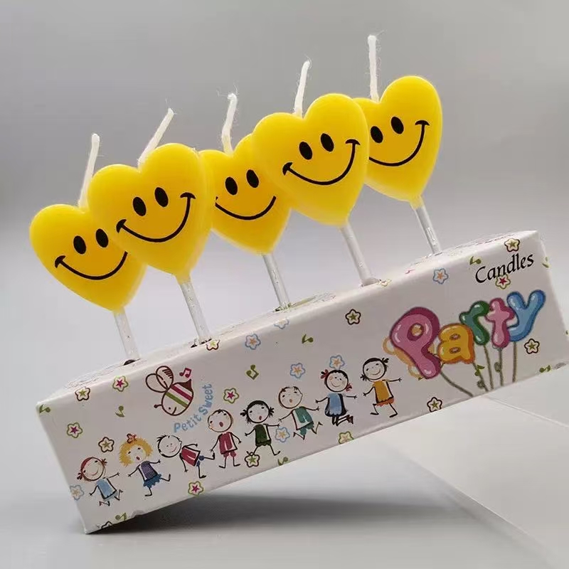 5个装爱心笑脸蜡烛、派对用品，生日快乐蜡烛。派对蜡烛生日蜡烛蜡烛详情图3