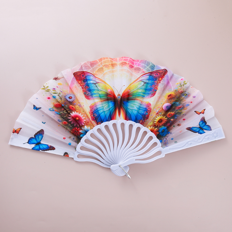 古风扇中国风女人扇折扇樱花夏季随身便携舞蹈扇网红扇折叠扇子女白底实物图