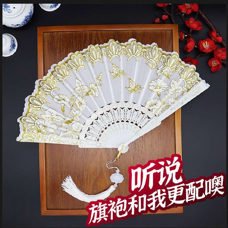 夕颜中国风扇舞蹈婚礼用扇手工古风折叠扇古风折扇网红爆款推荐汉服配饰拍照批发厂家直销详情图9